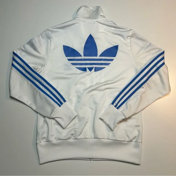 Adidas Originals Firebird Track Jacket White Blue Three Stripes Trefoil - Picture 2 of 6
